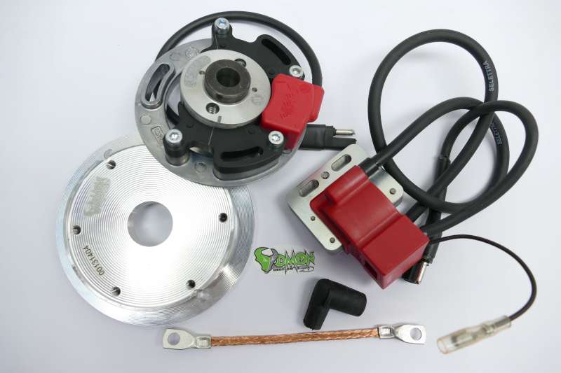 Selettra. KZ kom. Sys. f. Pitbike YX 140 Stomp incl. Adapterplatte Spule A20 3200 90 mm